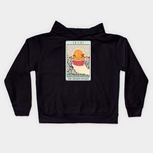 Funny tarot card with chicken nuggets Kids Hoodie